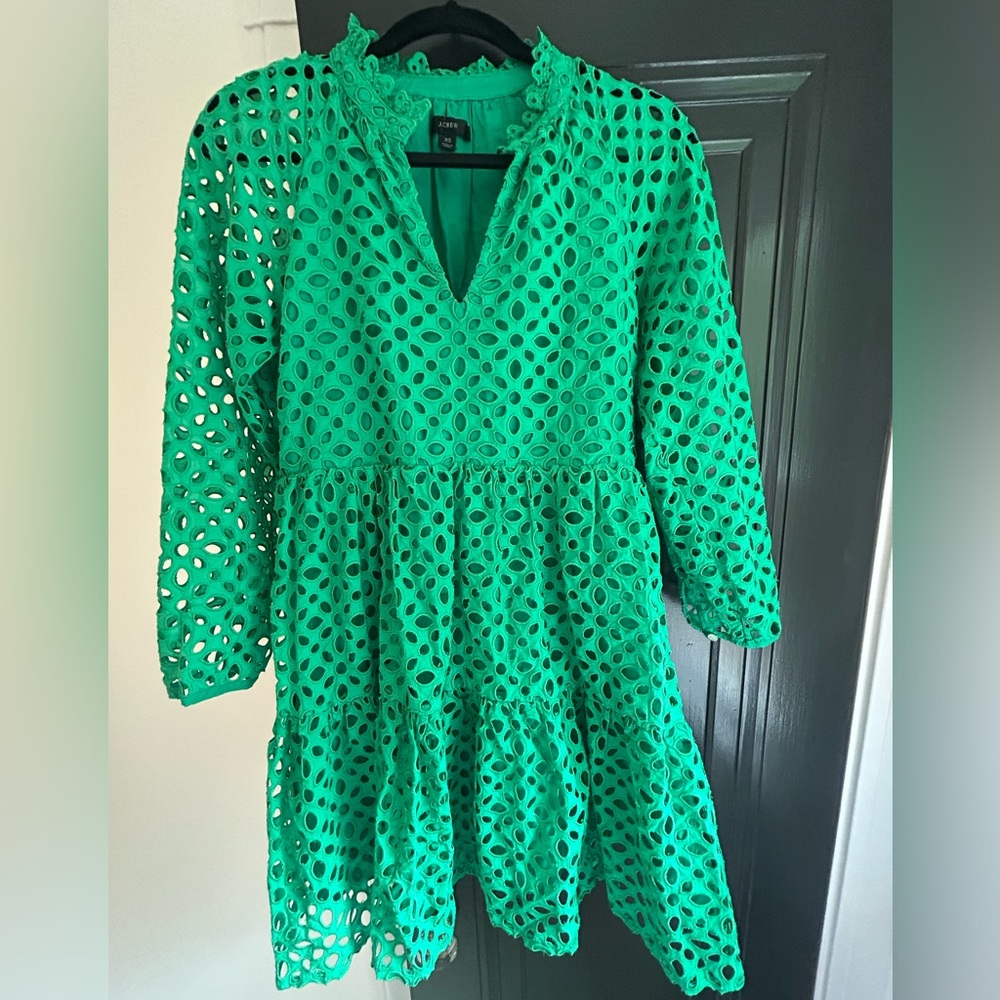 J.CREW x-small green eyelet dress